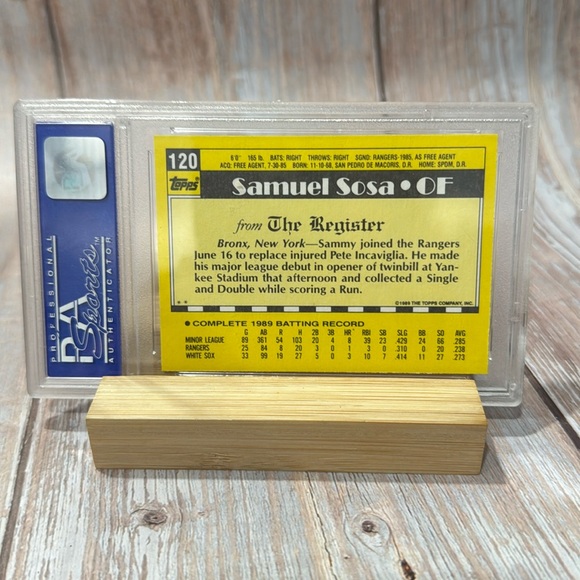 1989 Topps M.L. Debut Sammy Sosa #120 PSA Mint 9 Baseball Card Item #ME393 - Picture 3 of 3